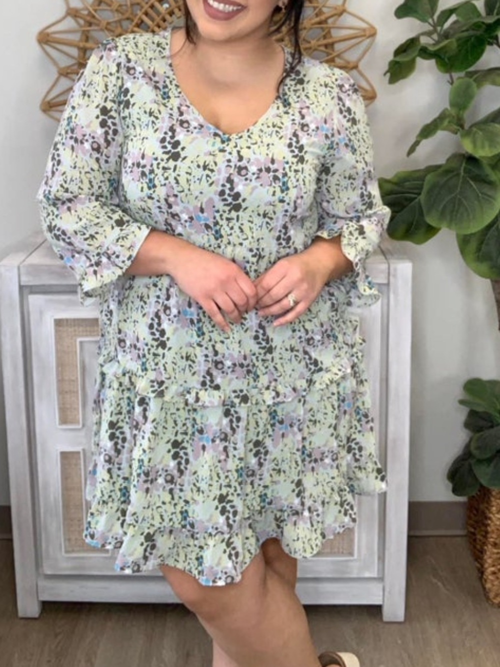 Jodifl Tiered 3/4 sleeve Dress size medium